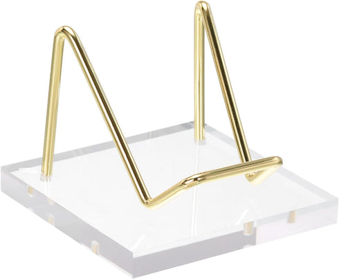 PATIKIL 3" x 3" x 2" Acrylic Display Stands, Display Easel Holder Metal Arm Crystal Display Stand for Mineral Gemstone Style 2, Clear...