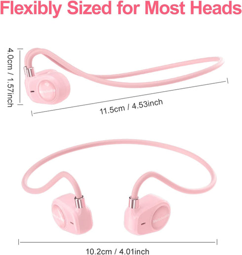 MeloAudio Kids Headphones, Open Ear Headphones, Kids Wireless Headphones with Microphone, Pink Headphones for Girls, Ultra-Light, Perfect for iPad...