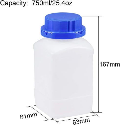 uxcell Plastic Lab Chemical Reagent Bottle 750ml/25.4oz Wide Mouth Sample Sealing Liquid Storage Container Translucent...