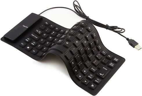 Foldable Silicone Keyboard, USB Wired 85 Keys Waterproof Rollup Silent Typing Soft Touch Keyboard for PC Notebook Laptop(Black)...