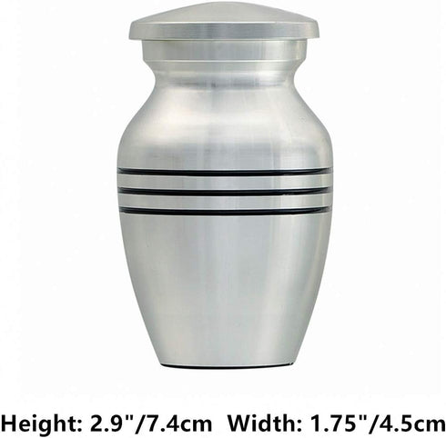 Small Keepsake Urn for Human Ashes or Pet Ashes, Qty 1, Hard Metal Cremation Mini Funeral Urn, with Velvet Bag...