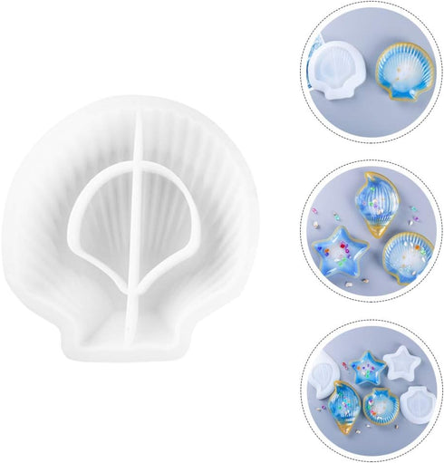 EXCEART Seashell Resin Mold Silicone Mold Fondant Mold Jewelry Organizer Silicone Display Stand Tray Crystal Epoxy Casting Mould Trinket Holder St...
