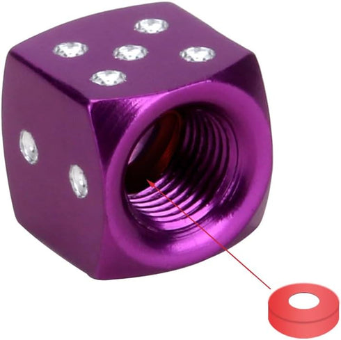 Senzeal 5X Aluminum Dice Valve Caps Car Truck Motorcycle Wheel Bicycle Tire Valve Stem Caps Purple...