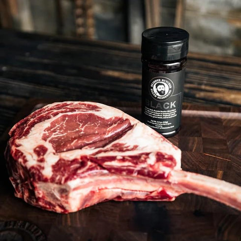 Bearded Butchers Black Blend Seasoning, 5.5 oz Shaker – Coffee & Molasses Flavor for Steaks, Burgers, Brisket, Roasts, Game Meats – Gluten-Free, N...