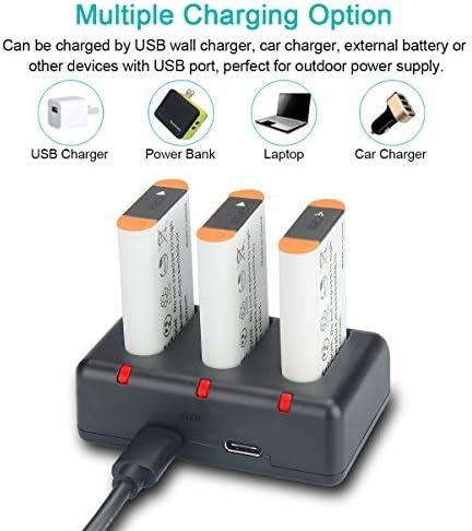 NP-BX1 Newmowa Replacement Battery (3-Pack) and 3-Channel USB Charger Set for Sony NP-BX1, DSC-RX100, DSC-RX100M III,IV, V/VII,ZV-1...