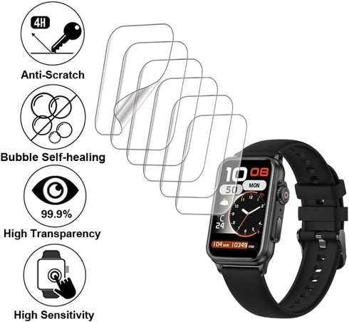 Screen Protector Compatible with XSUTIC H23 and FITVII 1.57” Smart Watch Fitness Tracker, Soft TPU, 6 pieces, Bubble Self-healing...