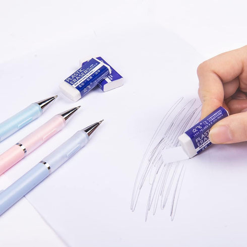 AUAUY 3 PCS Pastel Mechanical Pencil Set, 0.7 mm Cute Candy Colors Mechanical Pencil with 6 Tubes HB Lead Refills, 3 PCS Erasers and 24 PCS Eraser...