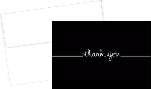 Great Papers! Grace Thank You Note Card and Envelope, 4.875" x 3.375" (folded), Black with White Script (2015072)...
