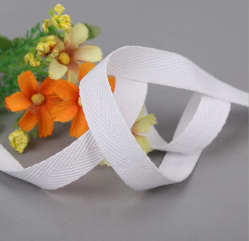Abbaoww 50 Yards Cotton Twill Tape Ribbon 1 Inch, Soft Natural Webbing Tape Herringbone Tape for Sewing DIY Craft, White...
