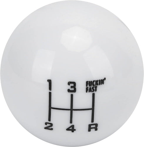 Qiilu Round Ball Gear Shift Knob, M12x1.25 Gear Shift Knob Head 5 Speed Wear Resistant with 3 Adapter Universal Automobile Accessory(White)...