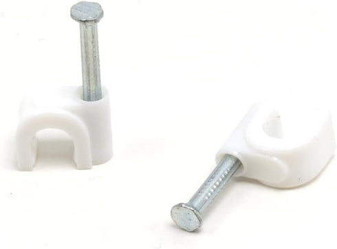 THE CIMPLE CO - Single Coaxial Cable Clips, Cat6, Electrical Wire Cable Clip, 1/4 in (6 mm) Nail Clip and Fastener, White (100 Pieces per Bag)...