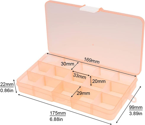 OriGlam Plastic Storage Case Container with Adjustable Dividers, Small Clear Plastic Bead Storage Box with 15 Grids for Jewelry Craft Beads Bolts ...