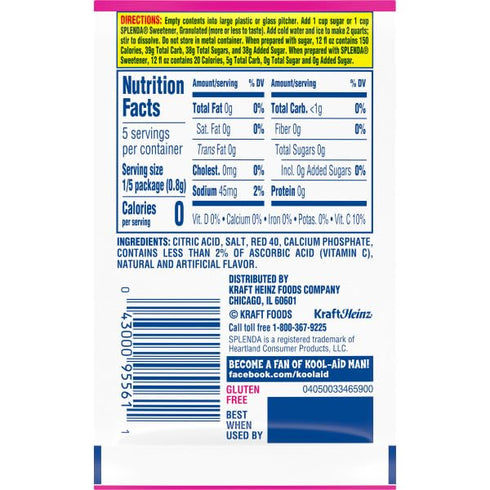 Kool-Aid Unsweetened Strawberry Artificially Flavored Powdered Soft Drink Mix, 0.14 oz Packet (Pack of 15)...