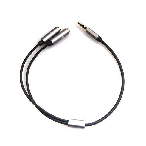 REXUS Grey 3.5mm Y Splitter Stereo Audio Cable 4-Pole Male to 2 Female for Headphone, Headset Splitter Adapter Extension Aux Cable, Compatible Mob...