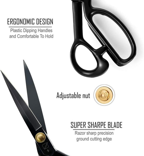 Sewing Scissors, 9 Inch Fabric Dressmaking Scissors Heavy Duty Shears Sharp Cutting for Crafting, Leather, Dressmaking, Tailoring, Altering(9 Inch...