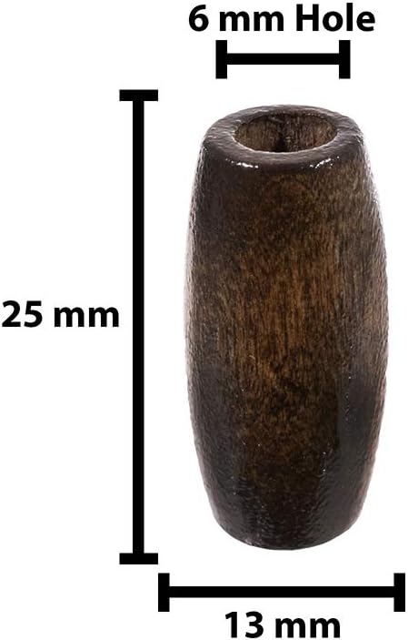 Black, Oval, 6 MM Hole, 22 Pack, Wooden Bead...