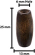 Black, Oval, 6 MM Hole, 22 Pack, Wooden Bead...