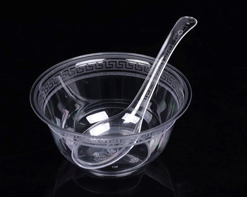 50 PCS Disposable Clear Plastic Spoons,Asian Soup Spoons,Chinese Spoons,tasting spoon,front dish spoon,Plastic Cutlery(Clear round bottom)...