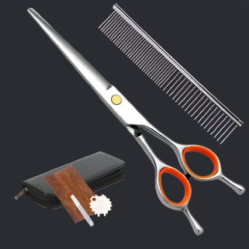 AIRY 7.5" Dog Grooming Scissors Cats Trimming Shears and steel comb set Professional Pets Scissor Kit for Left- and right-handed dual use Groomers...