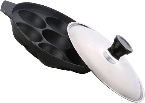 G & D Non Stick Appam Pan Appam Maker 7 Pits Appam Maker Appam Pan Patra Non Stick Appam with Stainless Steel Lid...