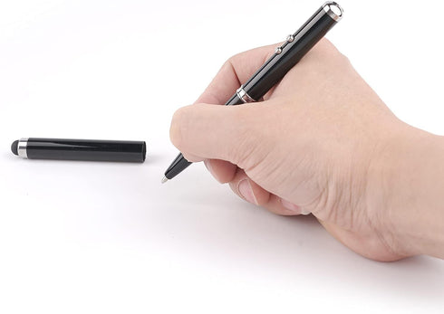 Metal Multi-Function Pen, Touch Screen Stylus, Flashlight with White Light, Infrared, Creative Christmas and Birthday Gifts (2 Black)...