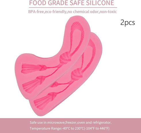 2 pieces Rope Knot Ice Jelly Baking Tray Molds,Chinese Knot Cake Baking Mould, Tassel Chocolate Candy Bakeware Mold, Pink...