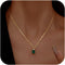 14k Gold Plated Birthstone Necklace for Women 925 Sterling Silver Emerald Baguette Pendant Choker Necklaces Dainty Green CZ Chain Necklace Birthda...