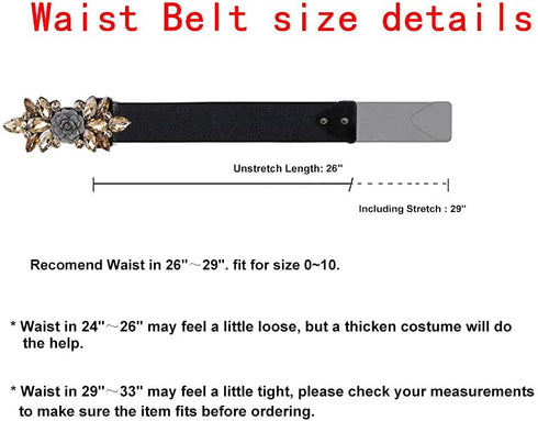 E-Clover Fashion Floral Rhinestone Buckle Women's Elastic Waist Cinch Belt for Dress for Waist Size 25''-32''...