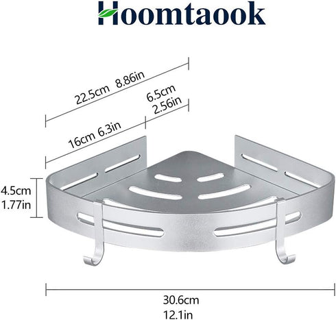 Hoomtaook Corner Caddy Bathroom Shower Shelf Wall Mounted No Drilling 2 Tier Storage Shelves Adhesive Triangle Baskets Silver Bathroom Kitchen Sto...