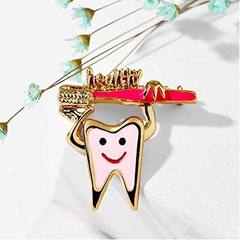 Cute Sweet Teeth Tooth Brooch Pins Enamel Health Logo Toothbrush Pin Dentist Badge Brooches...
