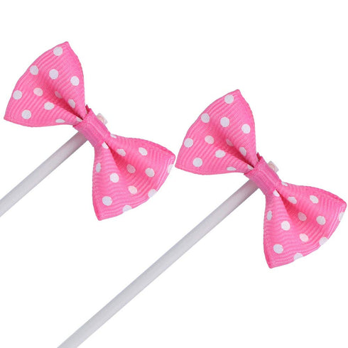 Bowknot Cupcake Topper 20 PCS Deep Rose with Dots, Children's Birthday Baby Shower Party Bow Dots Cupcake Toppers Cake Decoration Supplies...