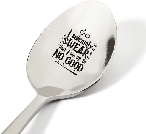 TyM I solemnly swear that I am up to no good Engraved Stainless Steel spoon for coffee tea cereal ice cream - Engraved gift for him/her - 7 inch S...