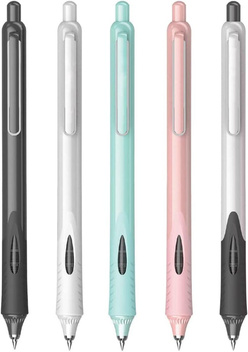 DUNBONG 0.5mm Retractable Straight liquid neutral pens, Push action silent gel pen, Black ink, Box of 5 Pens (5)...