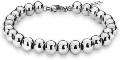 925 Sterling Silver 4MM-10M Italian Bead Ball Chain Bracelet- Handmade Bead Italian Bracelet, Silver Bead Bracelet For Women, 6.5, 7, 7.5, 8 Inch ...