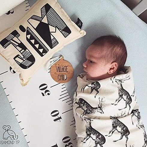 Kids Growth Chart, Wood Frame Fabric Canvas Height Measurement Ruler from Baby to Adult for Child's Room Decoration 7.9 x 79in (7.9 x 79in, Pink -...