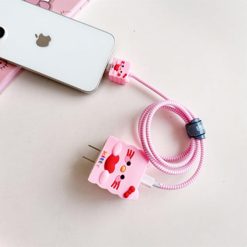 Cute Cartoon Charger Protector Case - Compatible for iPhone 18W 20W USB-C Power Adapter and Lightning Cable (12)......