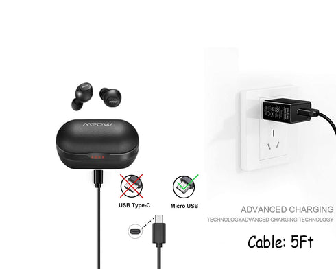 USB Micro Mpow Headphones Charger Cable Compatible for Mpow 059, M5, H19 IPO, H17, H7 Pro, H7, H12, MDots, Jaws Over Ear Hi-Fi Headphones Micro US...