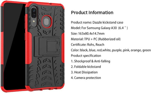 for Samsung Galaxy A20 Case, Samsung Galaxy A50 Case, Shockproof Slim Protective with Kickstand Hard Phone Cover for Samsung Galaxy A50/A30/A20 (R...
