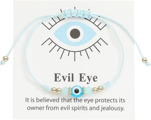 Caiyao 4 Pcs Evil Eye Bead Bracelet Hamsa Hand Fatima Charm Stretch Amulet Turkish Good Luck Protection Kabbalah Jewelry...