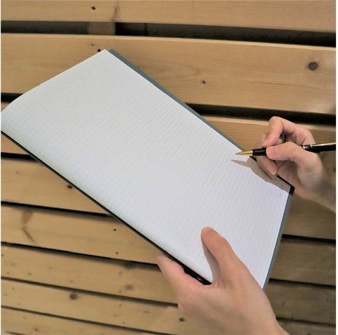 SlideNote made in Tokyo, Japan 2 Functions of Files and Notebooks One-Touch Mechanism Holeless Paper A4 Size Revolutionary Stationery (Blue Gray)...