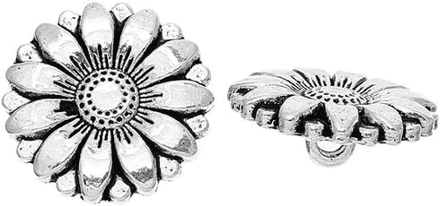 6 PCS Antique Silver Flower Decorative Metal Buttons for Sewing Crafts Clothes Decoration (Round Silver,18mm)...