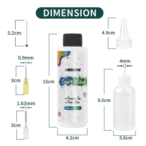 OBSEDE Art Craft Glue Quick Dried Clear Adhesive Refill Bottles with Fine Tip Liquid Precision Quilling Glue Supplies Scrap Kits Tools Applicator ...