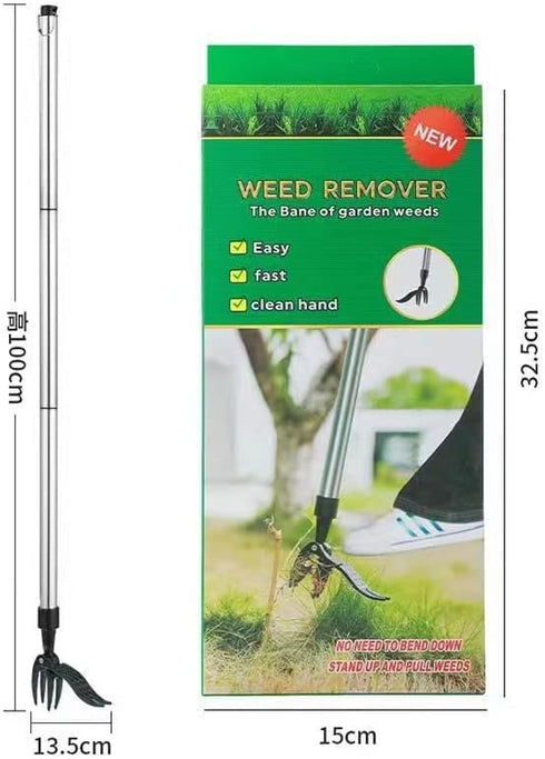 Weed Picker with Handle Stand Up Weed Puller Tool for Garden Adjustable Weeder Weed Removal with Non-Slip Metal Front Claws, Easy to Carry, No Squ...