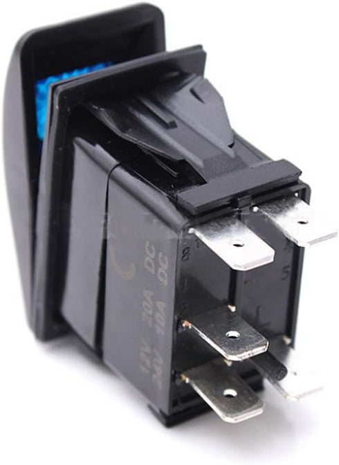 ESUPPORT Car 12V 20A Light Button Rocker Toggle Switch Blue LED Rear Light ON OFF 5Pin...