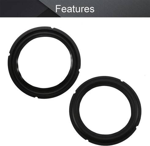 Fielect 4Pcs 8 Inch Black Notch Speaker Rubber Edge Surround Rings Replacement Parts for Speaker Repair or DIY...