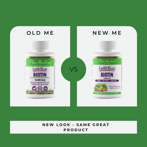 Paradise Herbs Earth's Blend Biotin Supplement, Hair, Skin & Nails, Whole Body Health, Vegan, Non-GMO, Gluten Free, 90 Vegetarian Capsules...