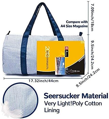 Kids Travel Overnight Bag Seersucker Carry On Lightweight Weekender Duffel Bag for Boys and Girls (Navy)...