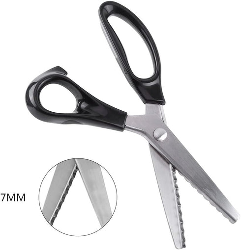 Pinking Shears, Fabric Decorative Round Stainless Steel Pinking Shears Professional Zig Zag Craft Scissors (7mm)...