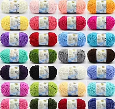 4 Rolls Comfy Blend Milk Yarn Plain Knitting Wool Soft Caddice Woolen Yarn Hand Spinning Fibre Wool Yarn Crochet Yarn Bulk Starter Kit for Colorfu...