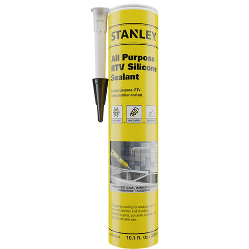 Stanley All Purpose RTV Silicone Sealant - 1x10.1 fl. oz. Gray, Window and Door Caulk,%100 Silicone Waterproof and Flexible Sealar for Kitchen & B...